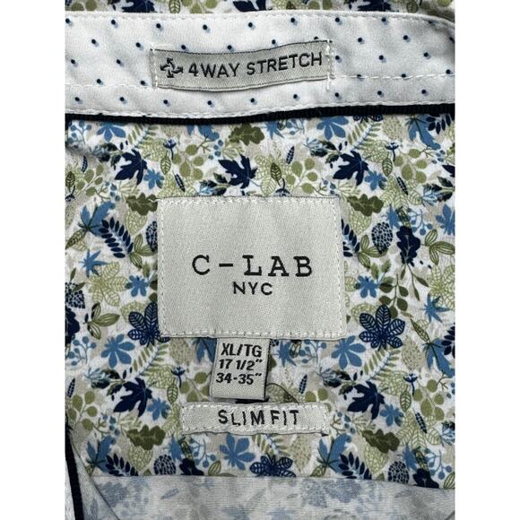 C-Lab NYC Men's Long Sleeve 4-Way Stretch Slim Fit Floral Dress Shirt - Size XL - Picture 3 of 4